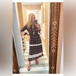 Julia Amory Chic Black and White Long Sleeve Dress